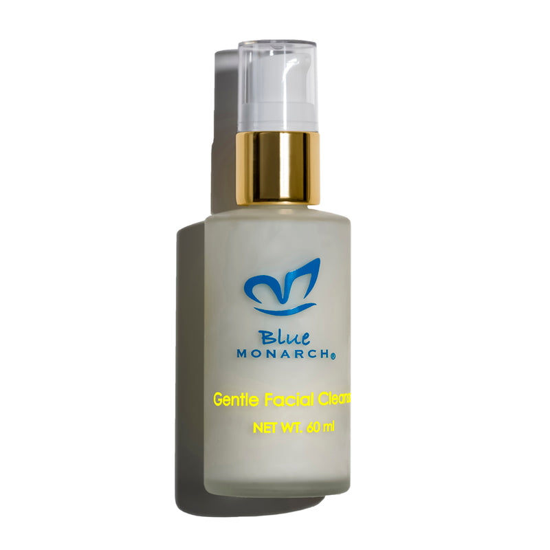 Gentle Face Cleanser bottle with 60 ml capacity, featuring a sleek design and gold pump, perfect for effective and gentle facial cleansing.